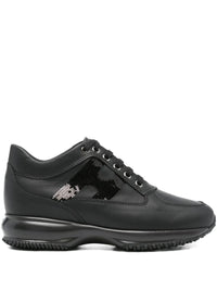 Hogan Interactive Sequin-Panel Leather Sneakers Shoes