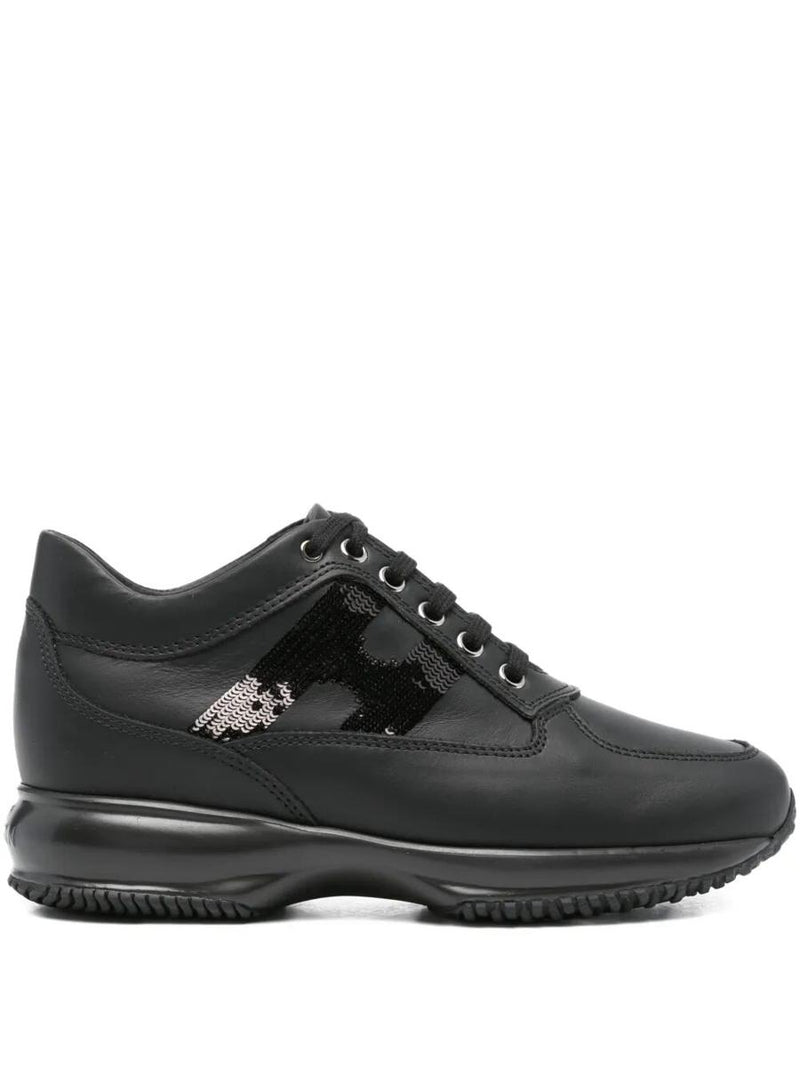 Hogan Interactive Sequin-Panel Leather Sneakers Shoes
