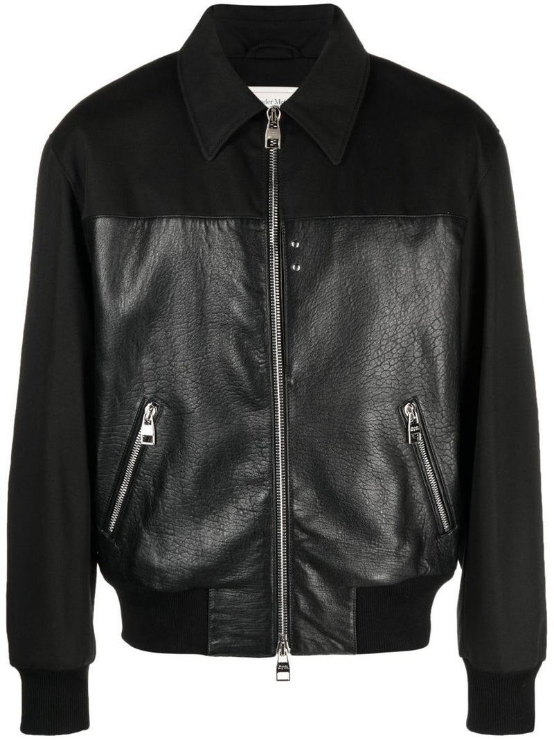 Alexander McQueen Panelled Zipped Bomber Jacket Clothing