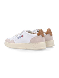 Autry Medalist Low Sneakers In White And Brown Sugar