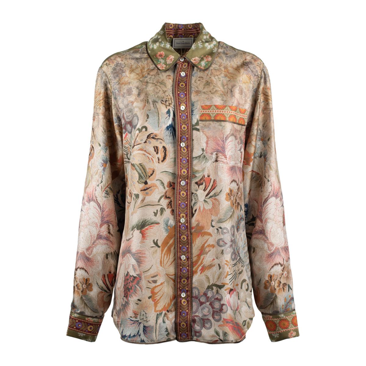 Pierre-Louis Mascia Silk Floral Pattern Long Sleeve Shirt
