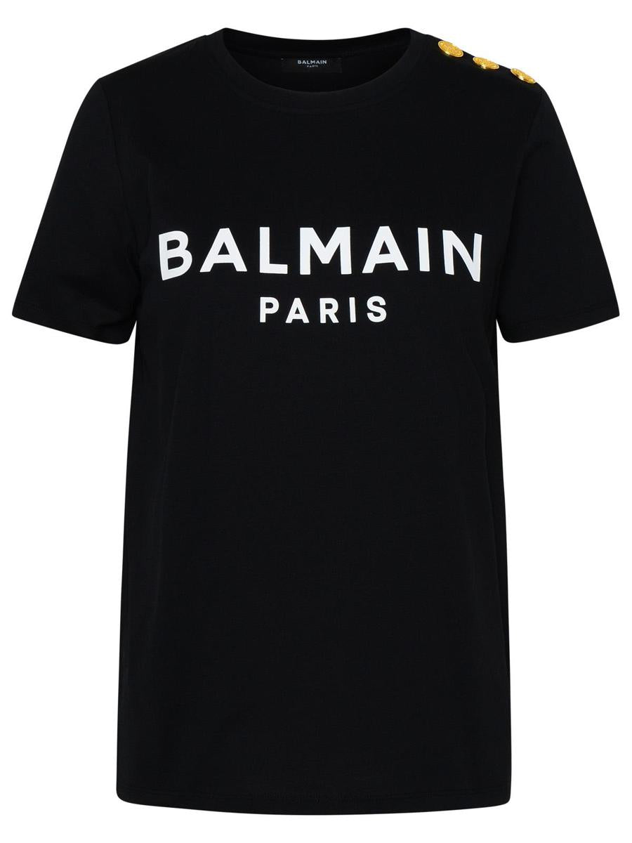Balmain Black Cotton T-Shirt