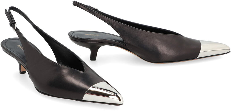 Sportmax Liuti Leather Slingback Pumps