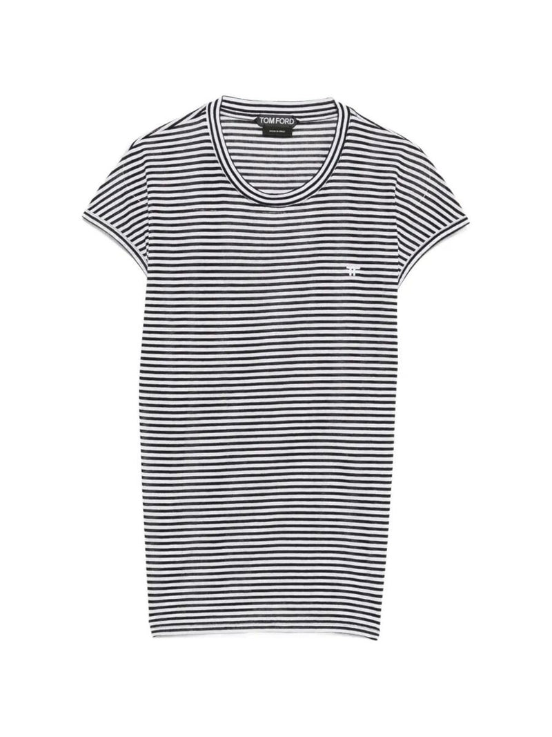 Tom Ford Striped Viscose T-Shirt Clothing