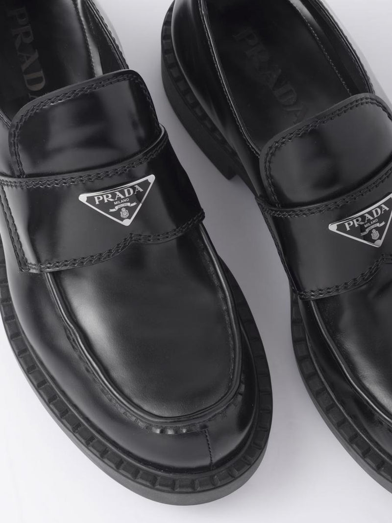 Prada Chocolate Brushed Leather Loafers