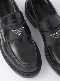 Prada Chocolate Brushed Leather Loafers