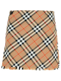 Burberry 'Check' Beige Wool Blend Miniskirt