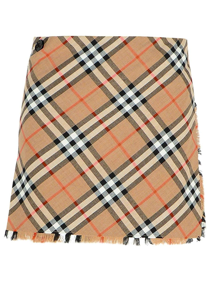Burberry 'Check' Beige Wool Blend Miniskirt