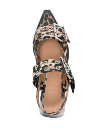 Ganni Leopard Print Slingback Ballets