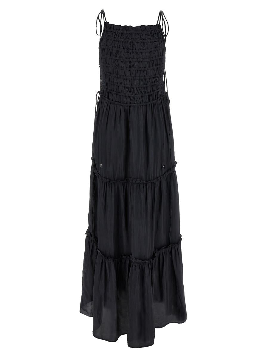 Ganni 'Black Smock Tie' Dress
