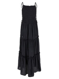 Ganni 'Black Smock Tie' Dress