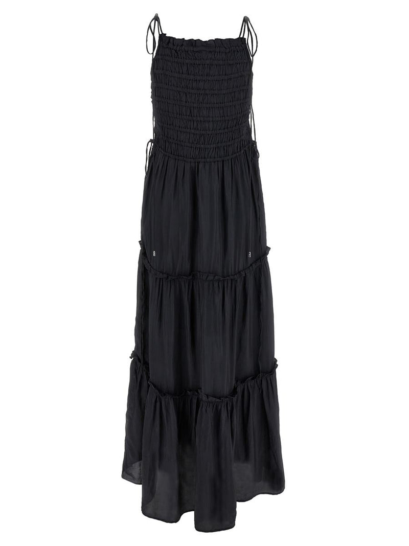 Ganni 'Black Smock Tie' Dress