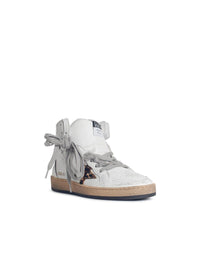 Golden Goose ' Sky-Star' White Leather Sneakers With Ankle Signature And Leo Pony Hair Inserts