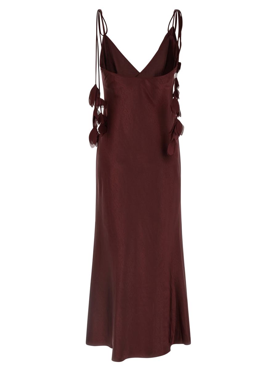 Self-Portrait 'Burgundy Satin Flower Midi' Dress