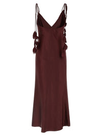 Self-Portrait 'Burgundy Satin Flower Midi' Dress
