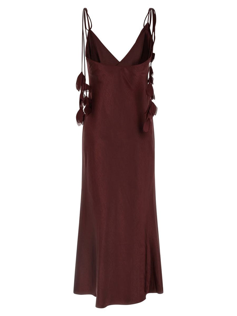Self-Portrait 'Burgundy Satin Flower Midi' Dress