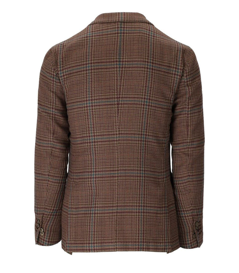 Santaniello Brown Tartan Single-Breasted Jacket