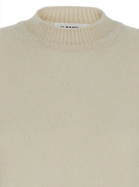 Beige Ribbed Pullover In Cashmere Woman