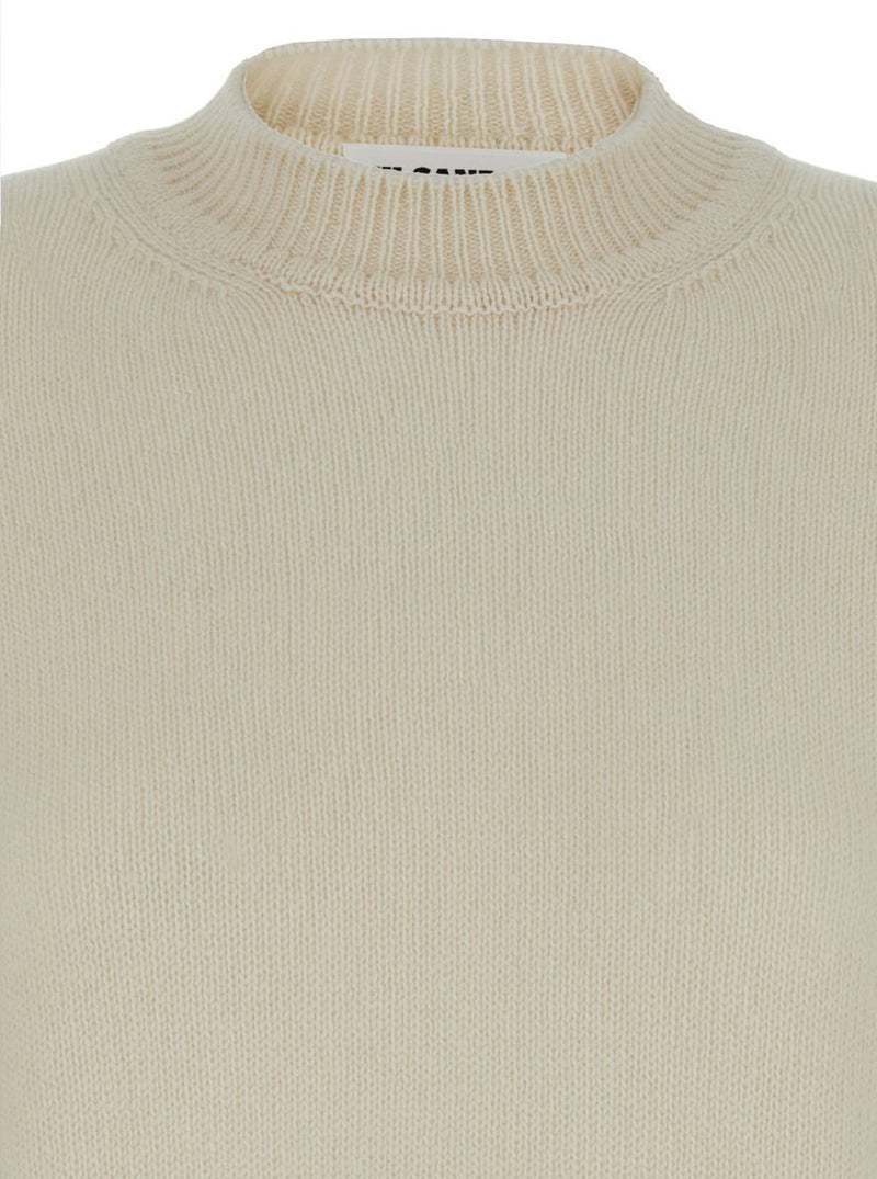 Beige Ribbed Pullover In Cashmere Woman