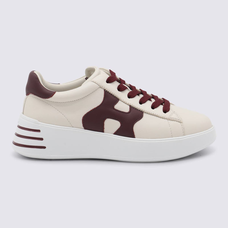 Hogan Beige And Bordeaux Leather Sneakers
