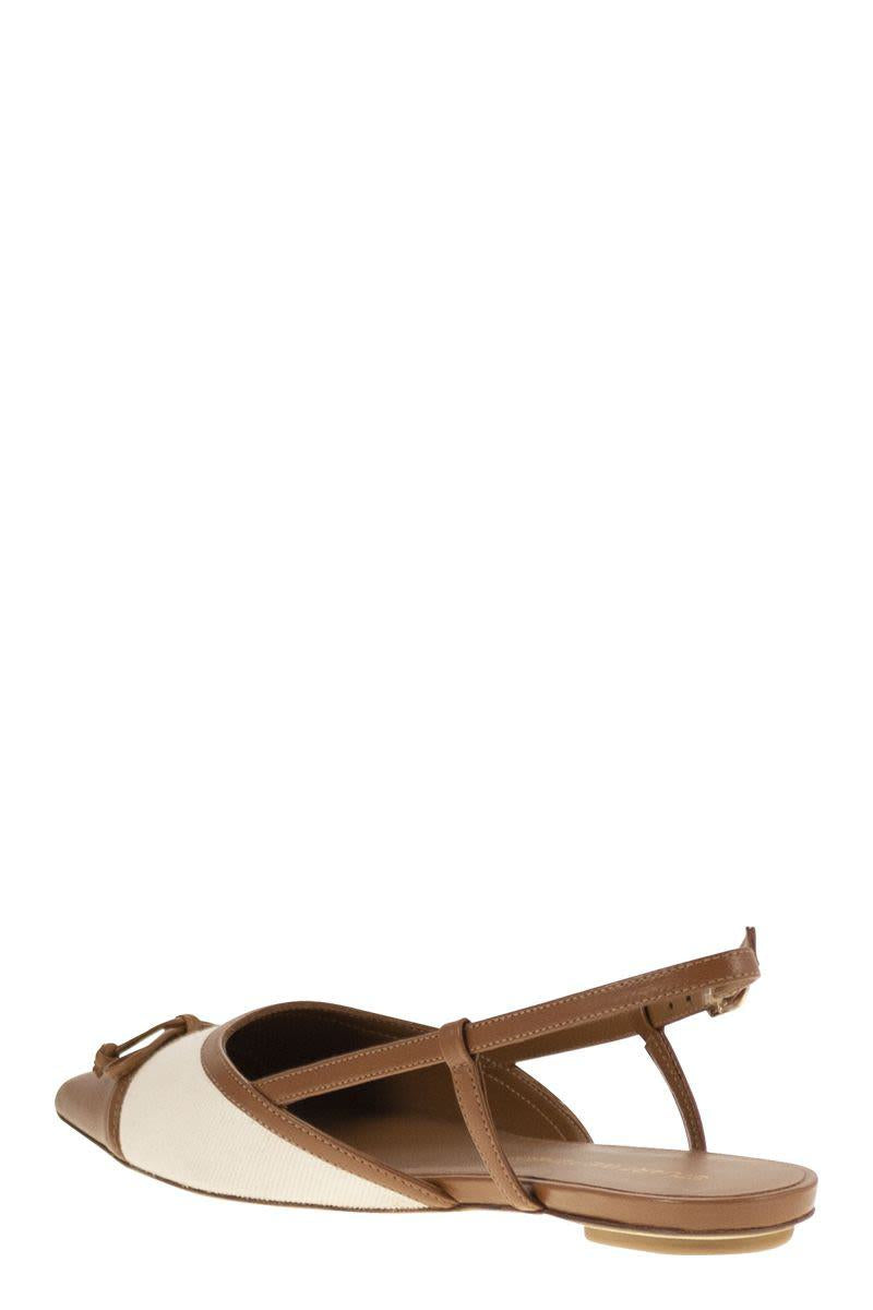 Stuart Weitzman Kitty - Leather And Linen Slingback