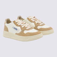 Autry Beige And Brown Leather Medalist Low Sneakers