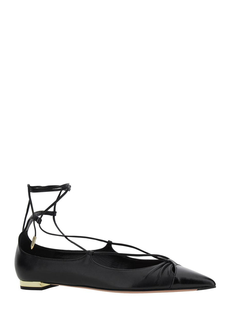 'Gabi' Ballet Shoes With Criss-Crossed Ankle Strap In Leather Woman