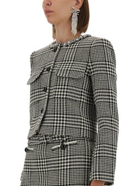 Self-Portrait Houndstooth Jacket With Crystals