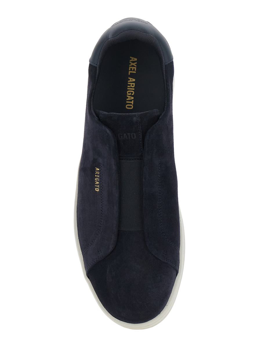 'Dice' Blue Low Top Laceless Sneakers With Logo Lettering On The Side In Suede Man