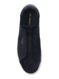 'Dice' Blue Low Top Laceless Sneakers With Logo Lettering On The Side In Suede Man