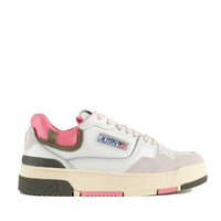 Autry Clc Low Sneakers In Leather And Suede Color White And Geranium