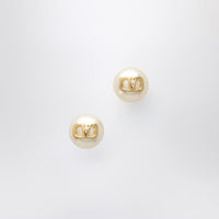Valentino Garavani Golden Pearl Earrings With Signature Vlogo