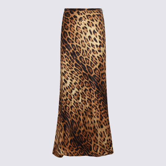 Roberto Cavalli Leopard Silk Skirt