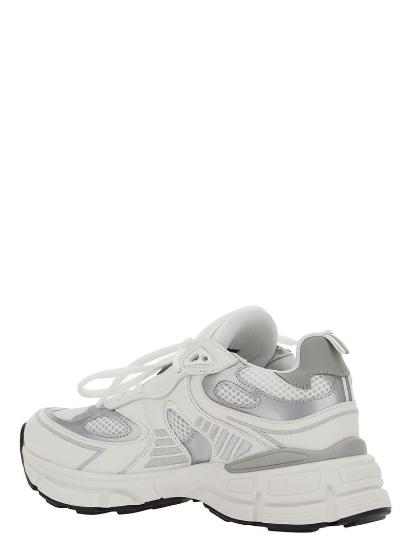 'Marathon Ghost Runner' White Low Top Sneakers With Reflectivce Details In Leather Blend Woman