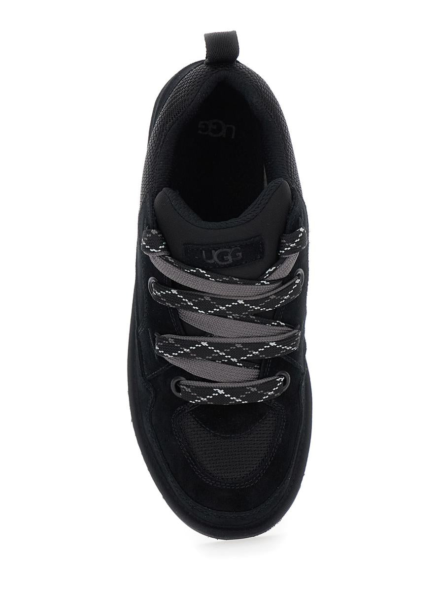 'Lo Lowmel' Black Sneakers With Mesh Inserts And Logo On The Side In Suede Man