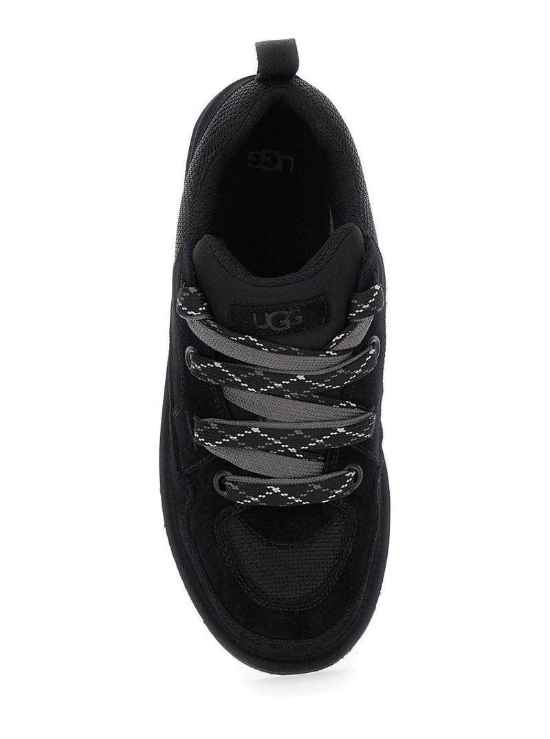 'Lo Lowmel' Black Sneakers With Mesh Inserts And Logo On The Side In Suede Man