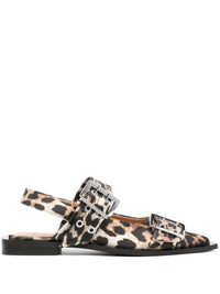 Ganni Leopard Print Slingback Ballets