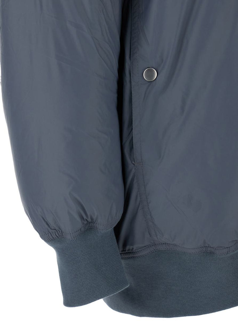 Grey 'Jumbo Flight' Bomber Jacket With Strap Detail  In Tech Fabric Man