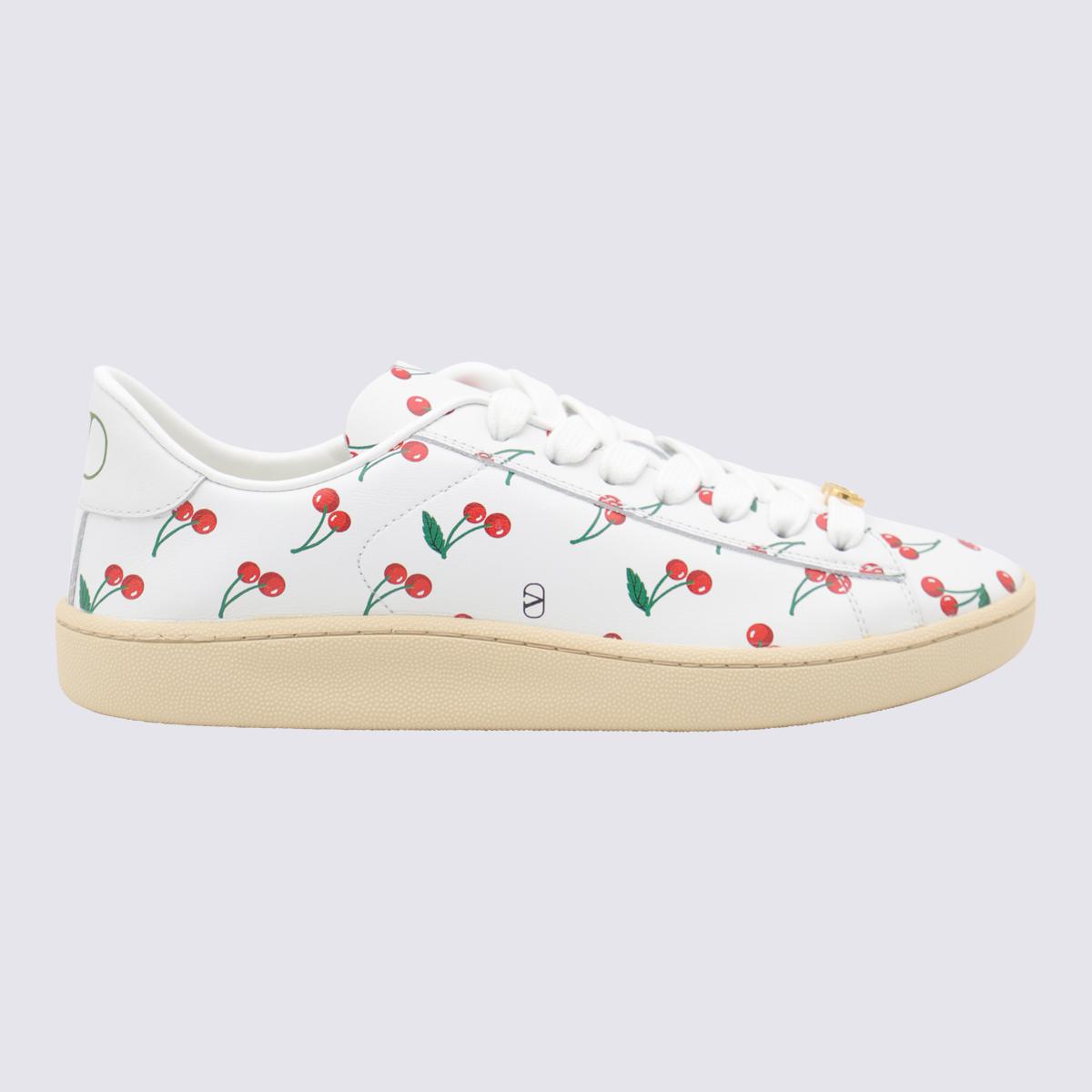 Valentino Garavani White And Red Leather Sneakers