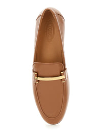 Brown Loafers With Logo Plaque In Leather Woman
