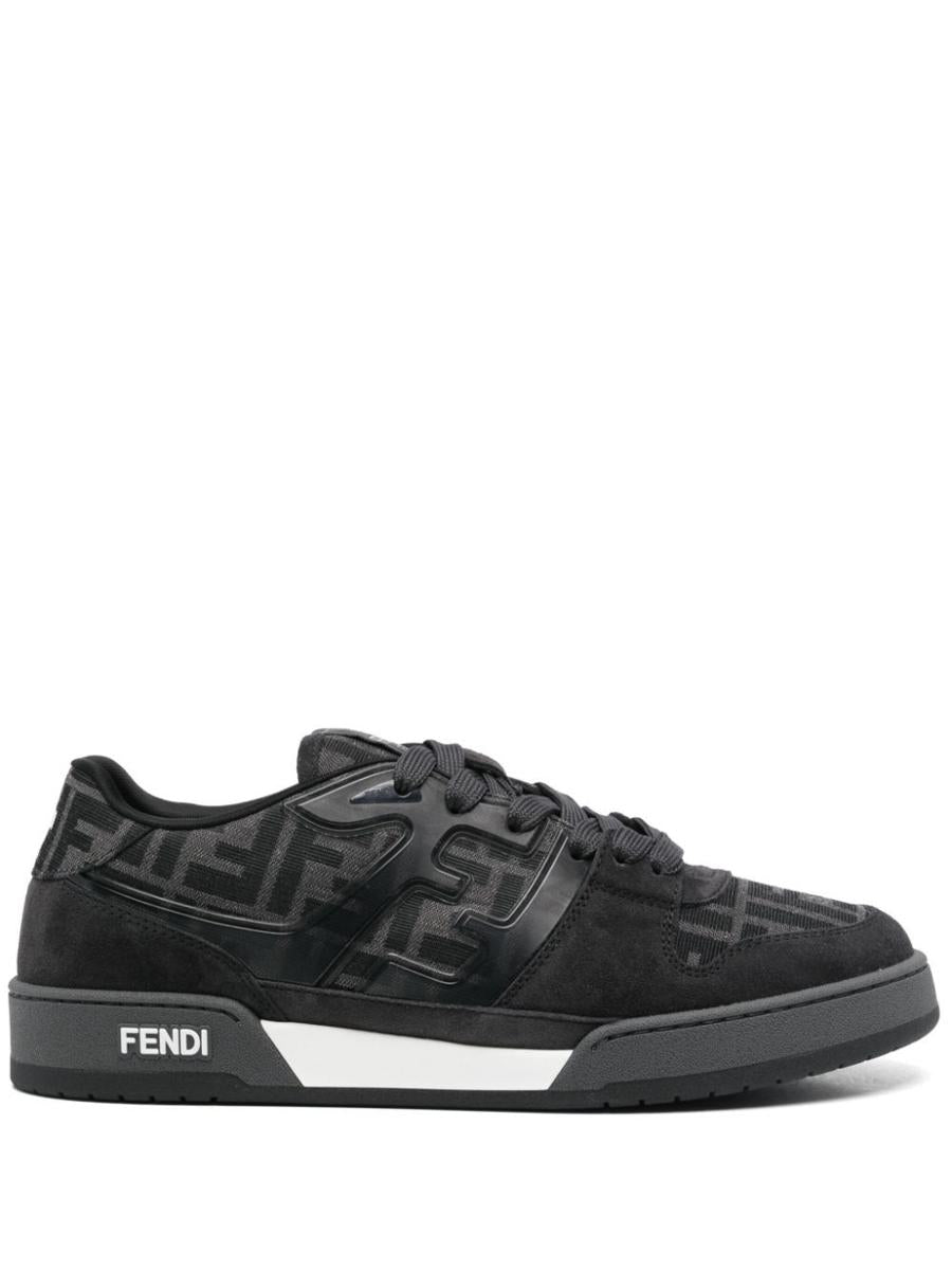 Fendi Ff Jacquard And Suede Match Sneakers Shoes