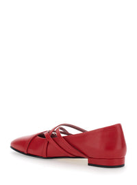 'Eloise' Red Ballet Shoes With Criss-Crossed Adjustable Straps In Leather Woman