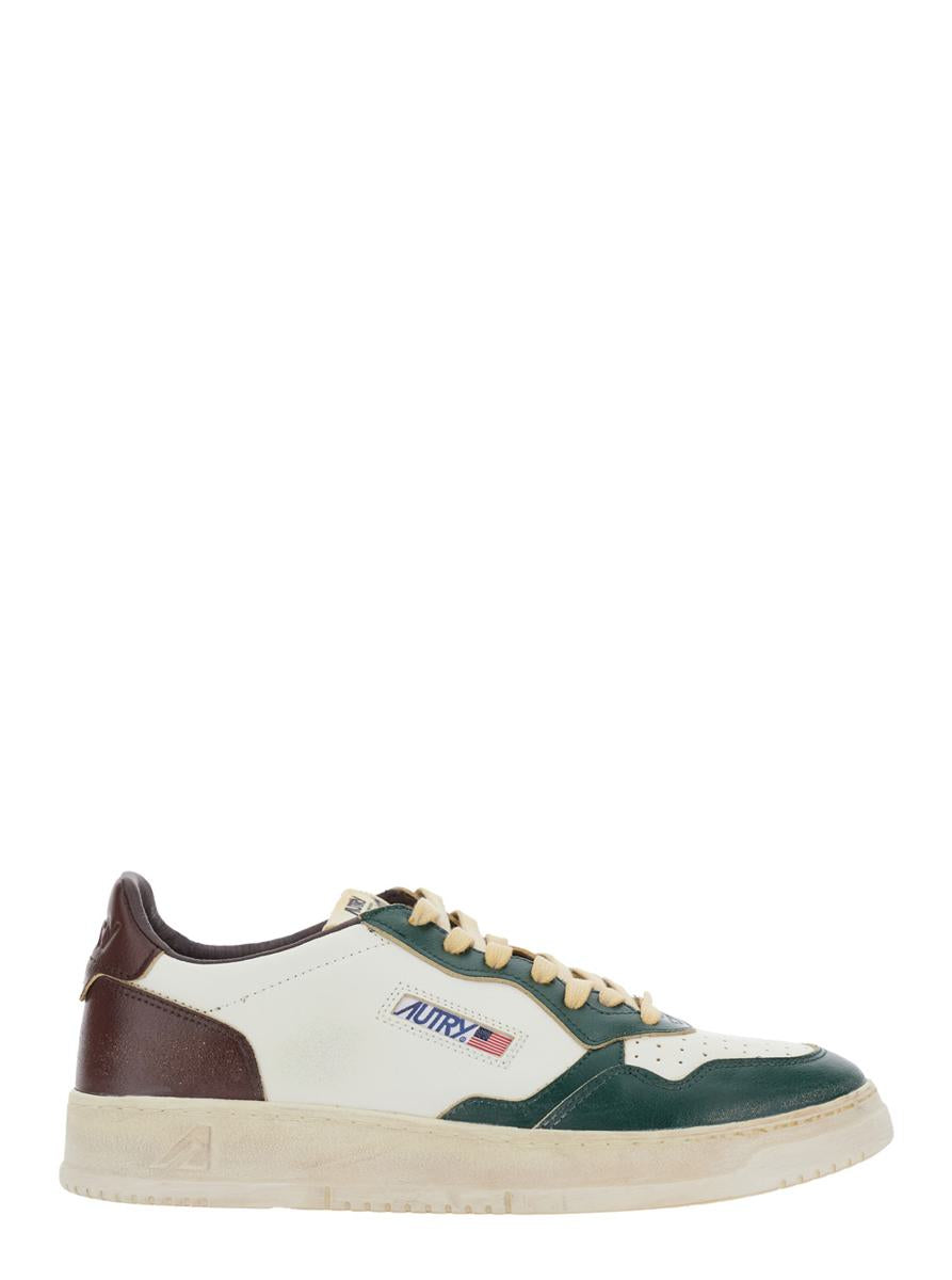 'Medalist Low Vintage' White Sneakers With Contrasting Heel Tab In Leather Man