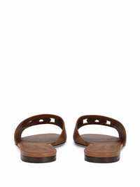 Dolce & Gabbana Dg Logo Leather Flat Sandals
