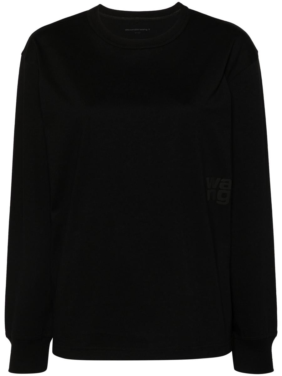 Alexander Wang Essential Jsy Ls T-Shirt W/ Puff Logo & Bound Neck Clothing