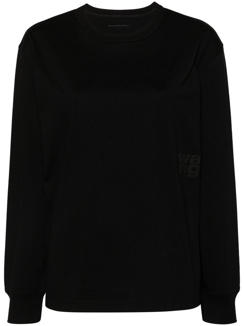 Alexander Wang Essential Jsy Ls T-Shirt W/ Puff Logo & Bound Neck Clothing