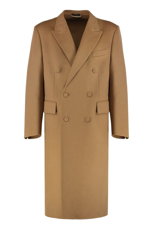 Tom Ford Double-Breasted Coat In Wool And Cashmere
