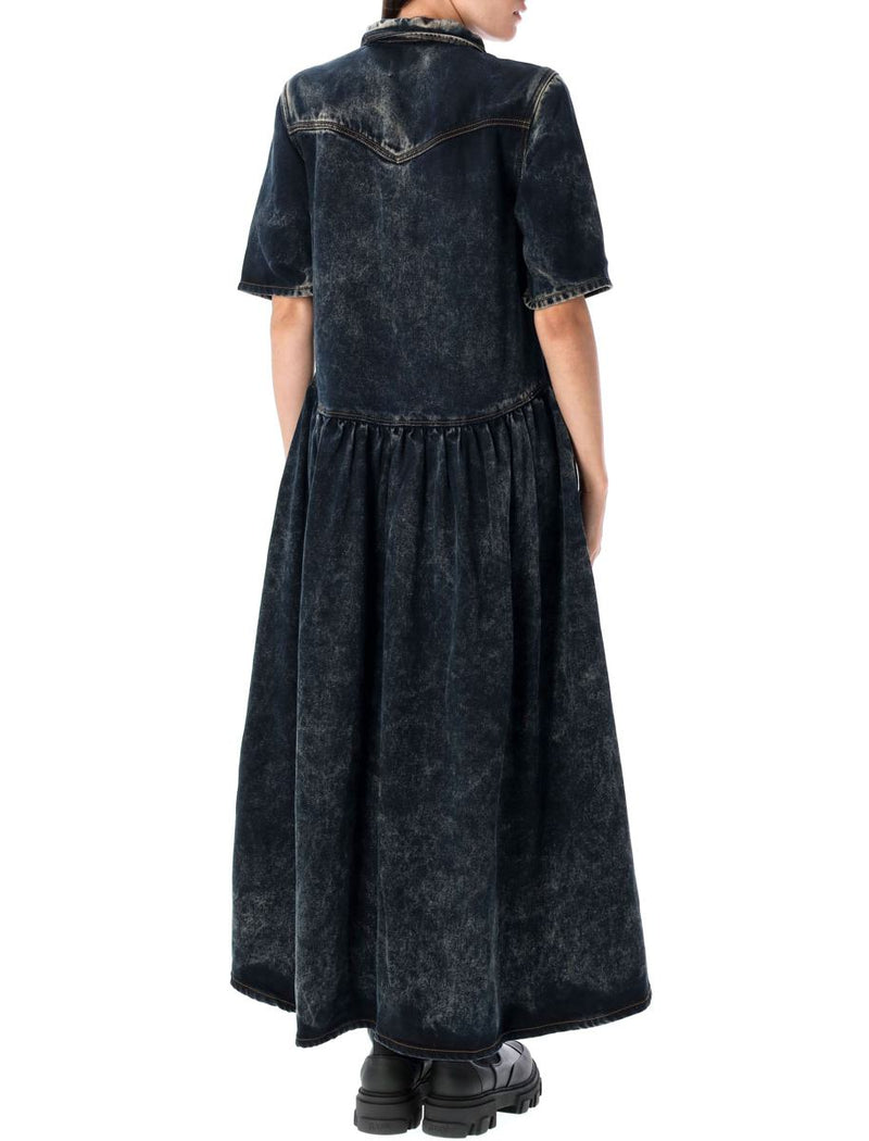 Ganni Washed Denim Maxi Dress
