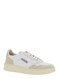 'Medalist' White Low Top Sneakers With Logo Patch On Tongue And Side In Leather Blend Woman
