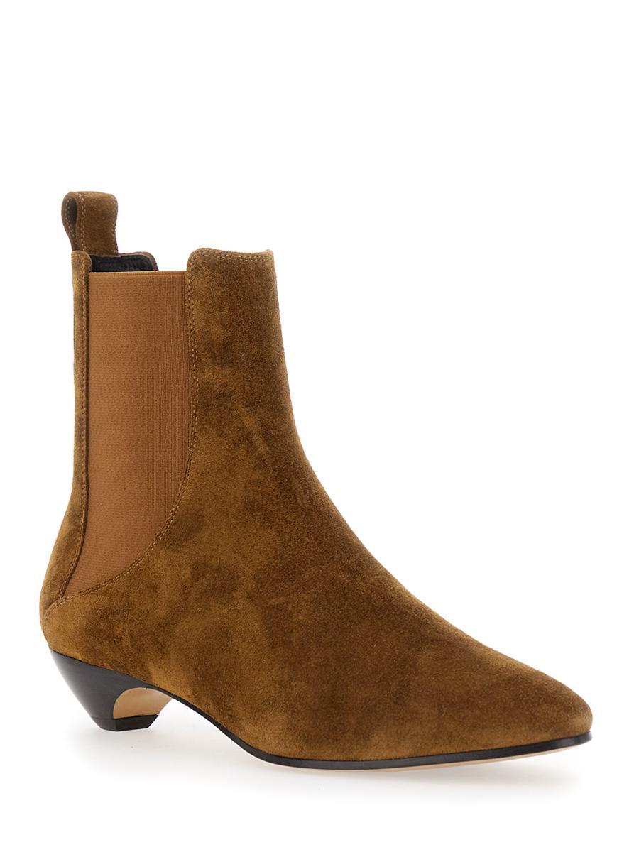 'Allegra Chelsea' Beige Ankle Boots With Elastic Panels In Suede Woman